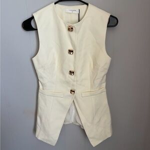 Commense Ivory Sleeveless Tailored Vest with Gold Buttons